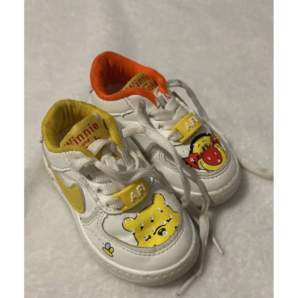 Nike Air Force 1 Custom Winnie the Pooh Kids Sneakers White AF1 Disney 5C